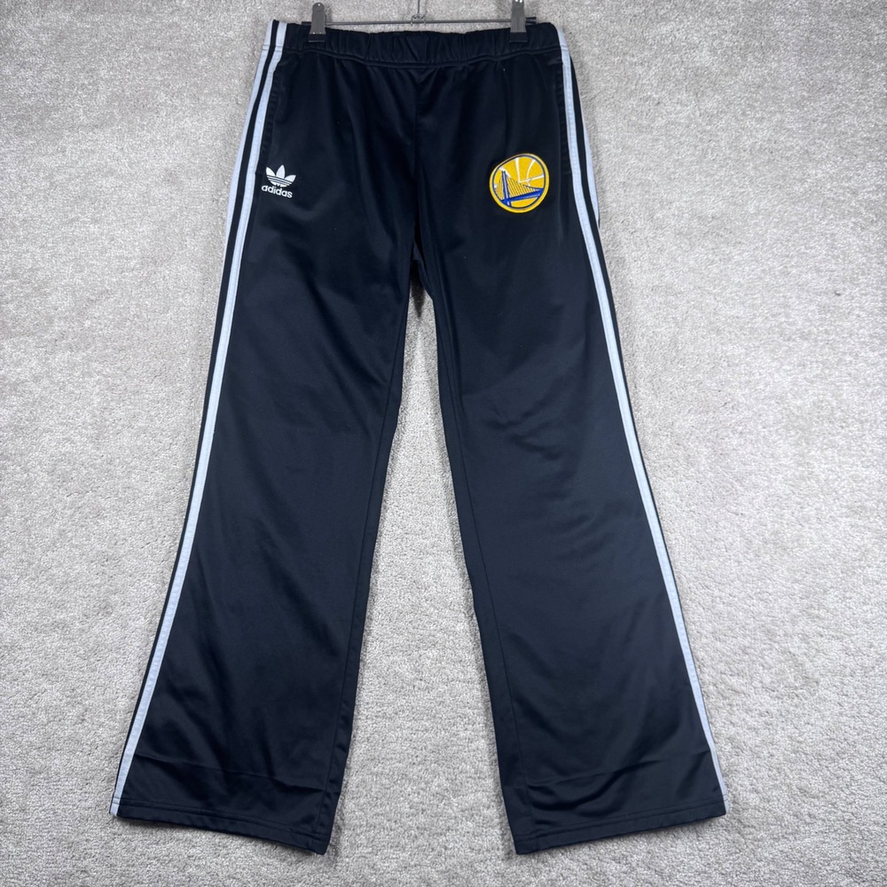 Adidas Golden State Warriors Track Pants Mens Small Black NBA Trefoil Stripes